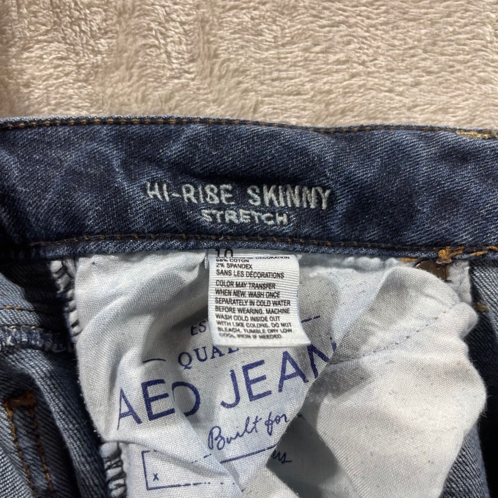 American‎ Eagle Jeans Women 10 Hi-Rise Skinny Stretch Blue - Picture 4 of 11